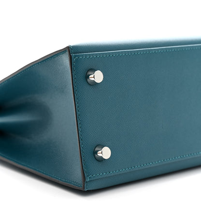 Hermes Madame Calfskin Verso Kelly Sellier 25 Vert Bosphore Vert Fonce 9 of 11