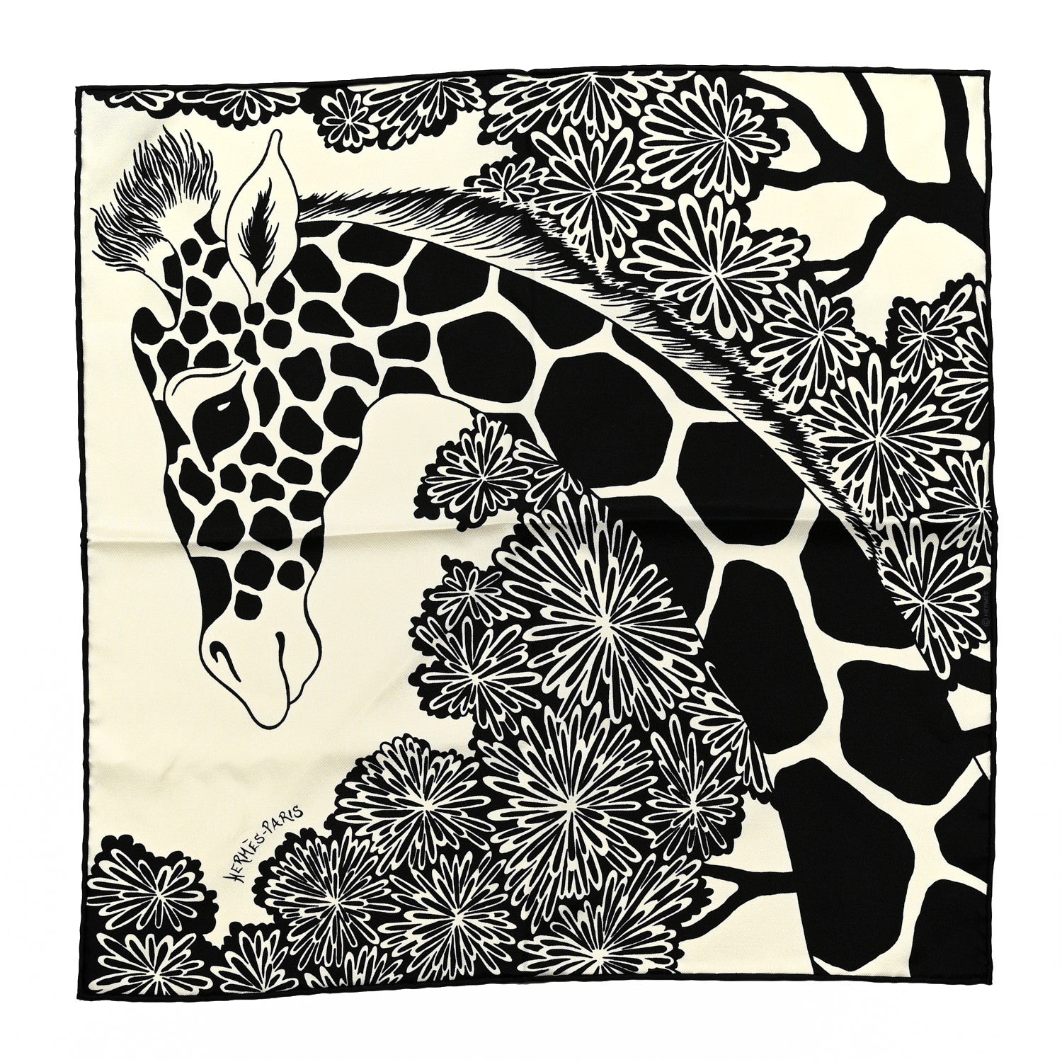 Hermes Silk The Three Graces Zoom Scarf 45 Blanc Casse Black 1 of 3