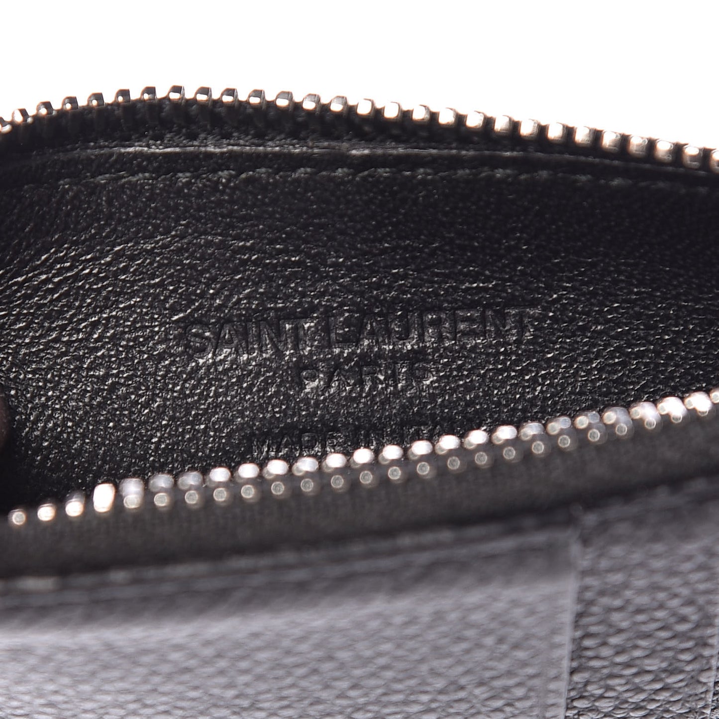 Grained Calfskin 5 Fragments Zip Pouch Card Holder Black