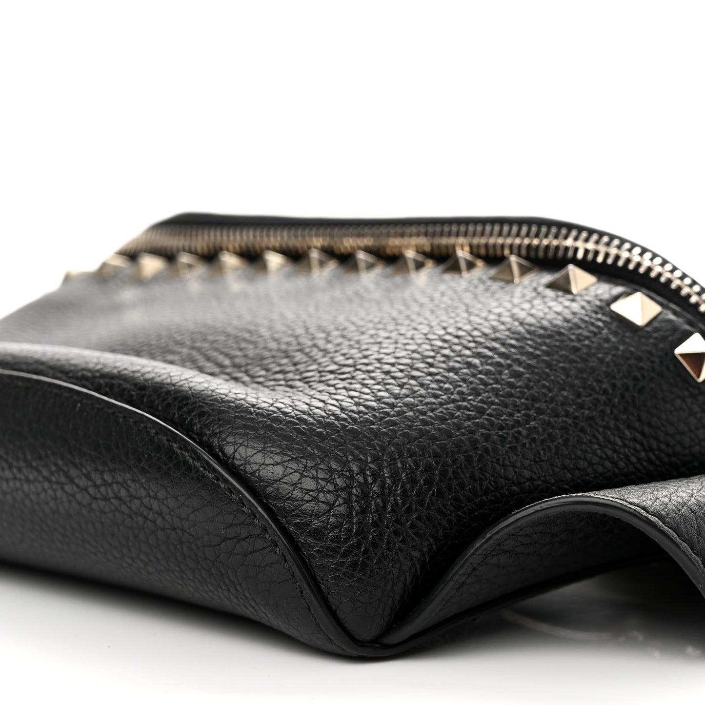 Grainy Calfskin Rockstud Belt Bag Black