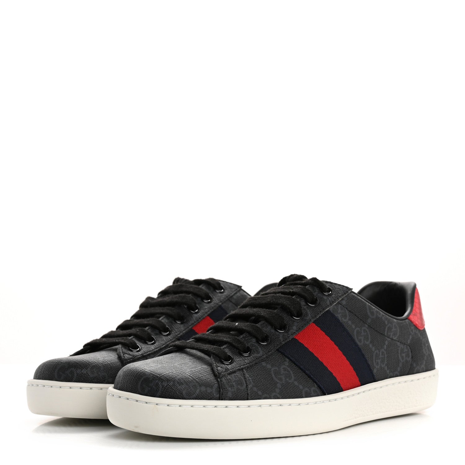 Gucci GG Supreme Monogram Ayers Web Mens New Ace Sneakers  5 Black 4 of 11