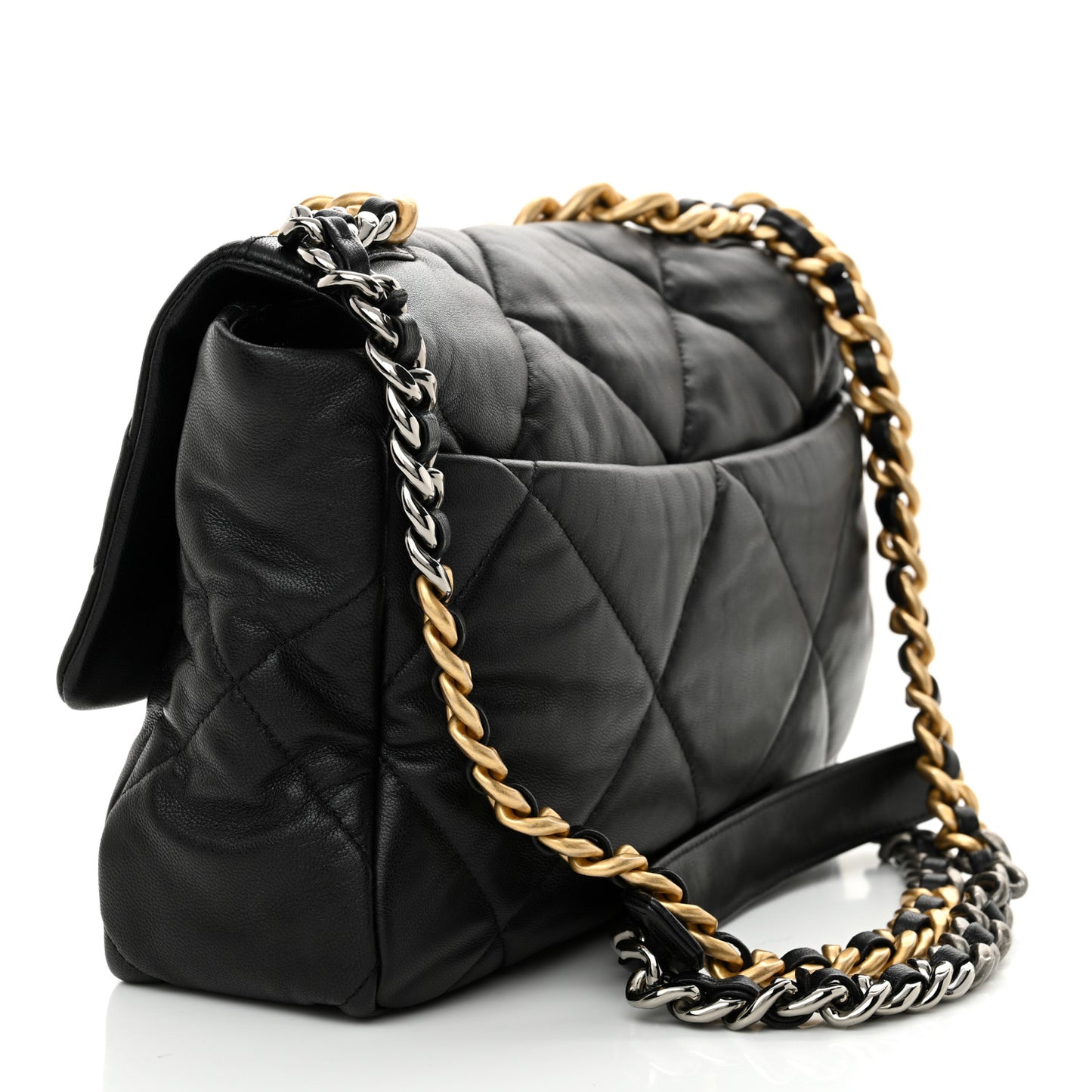 Goatskin Quilted Large Chanel 19 Flap Black