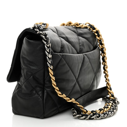 Chanel Goatskin Quilted Large Chanel 19 Flap Black 3 of 12
