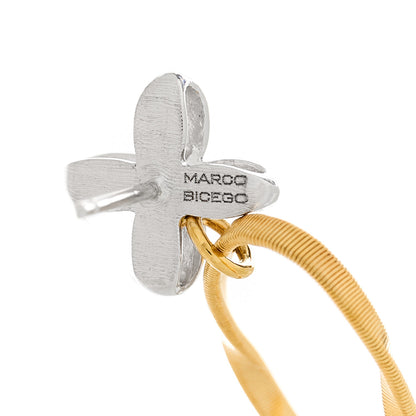 Marco Bicego 18K Yellow White Gold Diamond Marrakech Onde Flower Drop Earrings 4 of 5