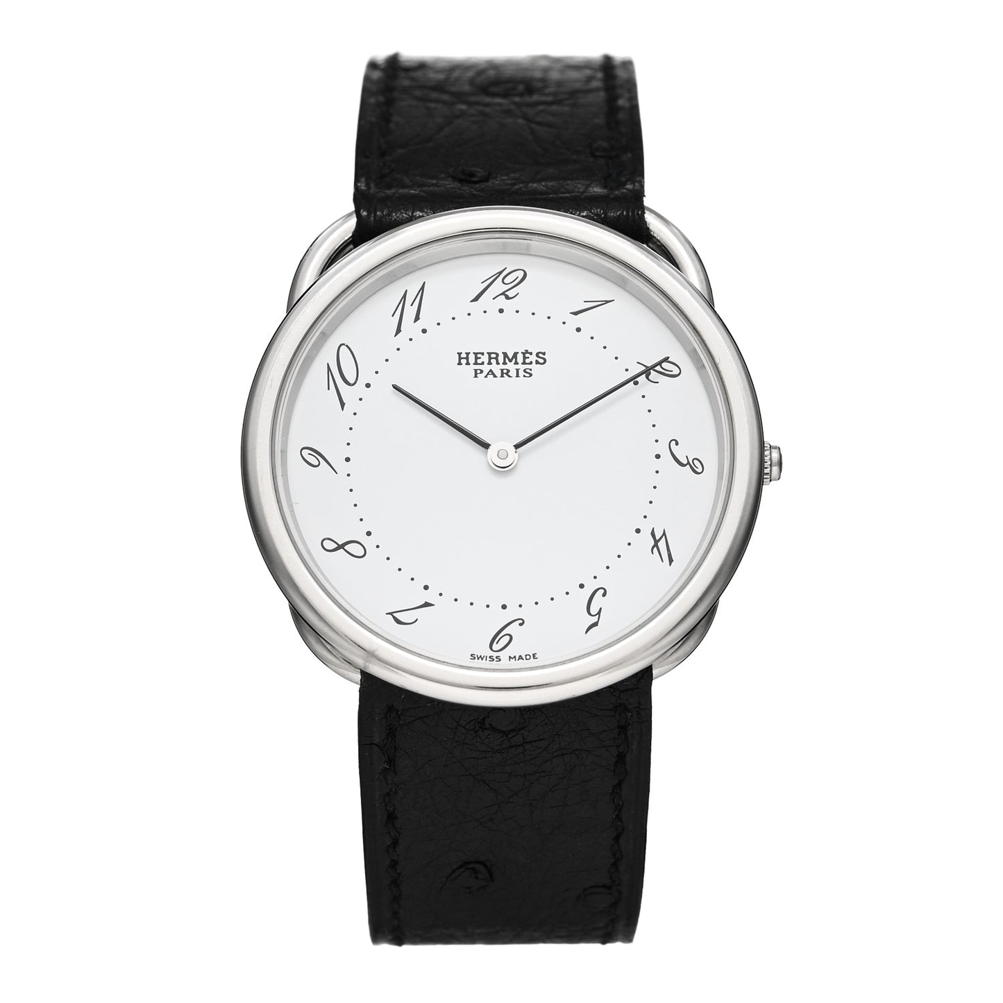 Stainless Steel Ostrich 34mm Arceau Quartz Watch Noir