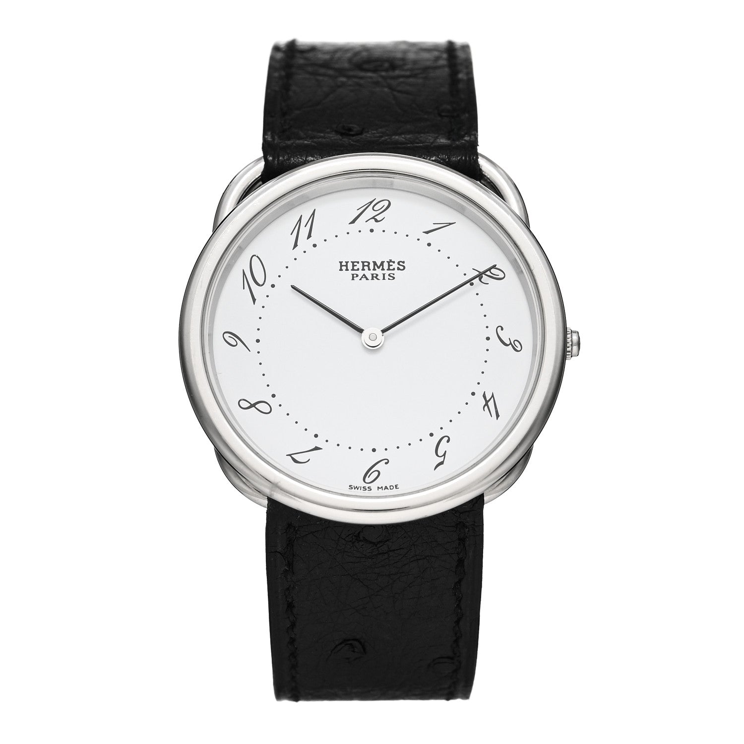 Hermes Stainless Steel Ostrich 34mm Arceau Quartz Watch Noir 1 of 5