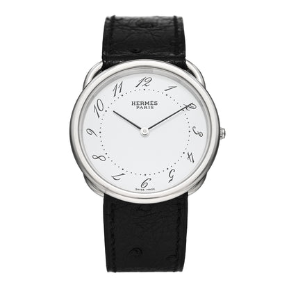 Hermes Stainless Steel Ostrich 34mm Arceau Quartz Watch Noir 1 of 5