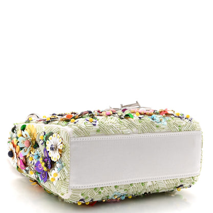 Christian Dior Satin Beaded Floral Embroidered Mini Lady Dior White Multicolor 4 of 10