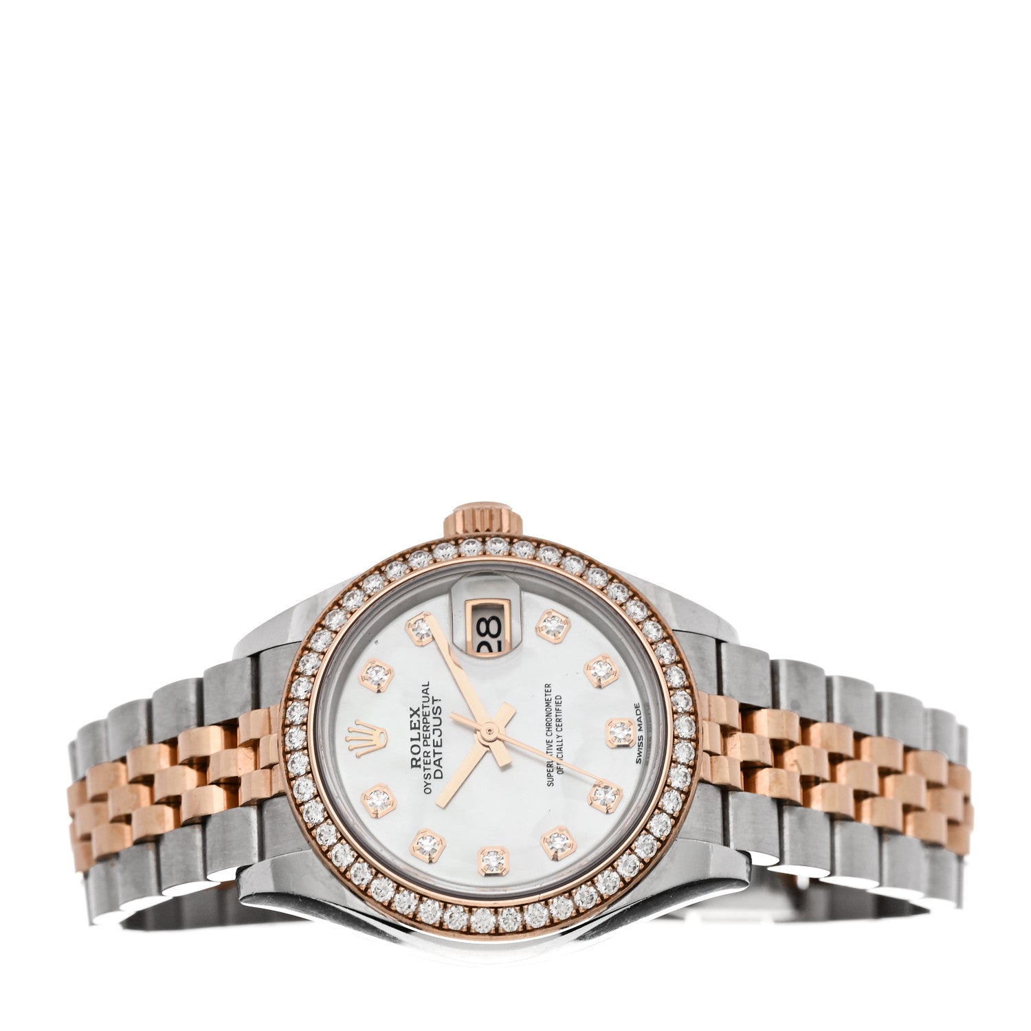 Rolex Stainless Steel 18K Everose Gold Diamond Bezel Mother of Pearl 28mm Oyster Perpetual Datejust Watch 279381RBR 2 of 5
