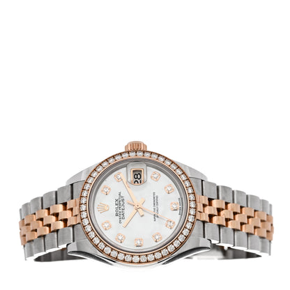 Rolex Stainless Steel 18K Everose Gold Diamond Bezel Mother of Pearl 28mm Oyster Perpetual Datejust Watch 279381RBR 2 of 5