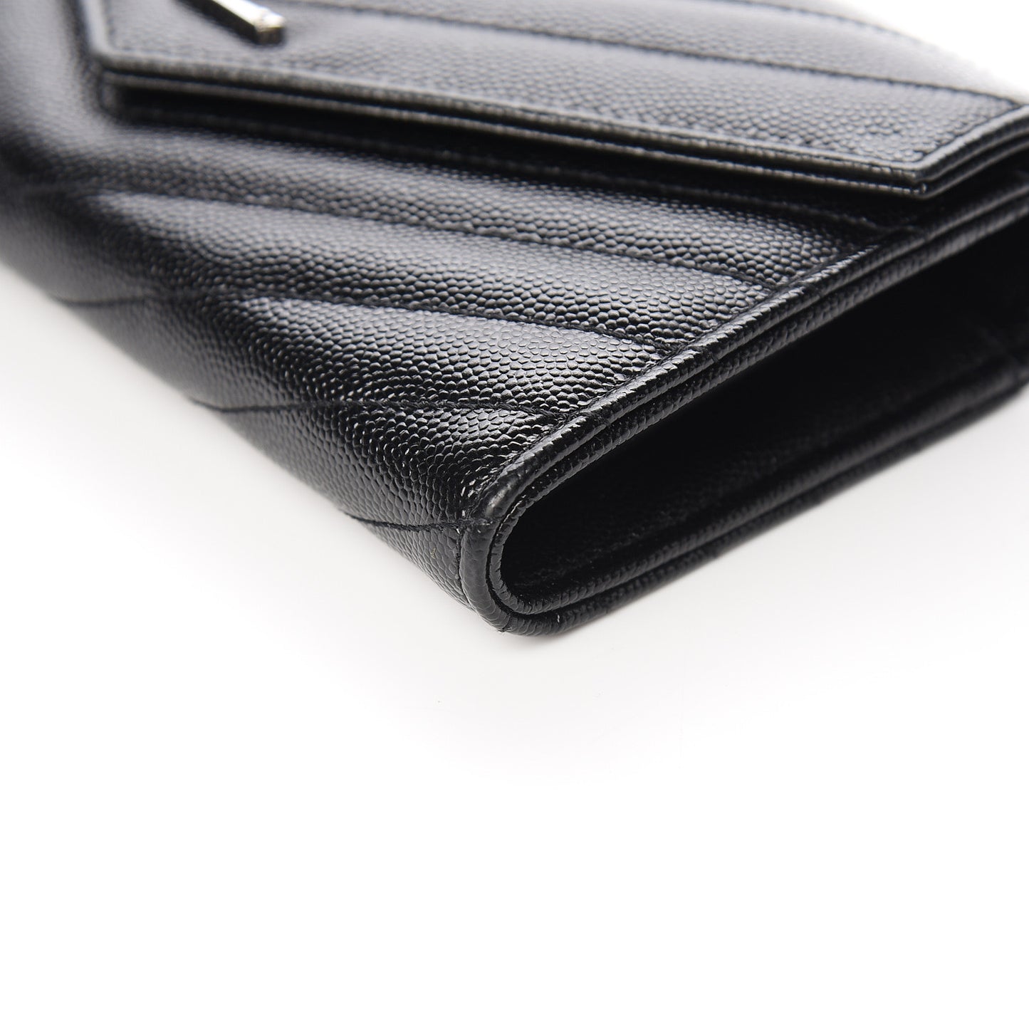 Grain De Poudre Matelasse Chevron Monogram Flap Wallet Black