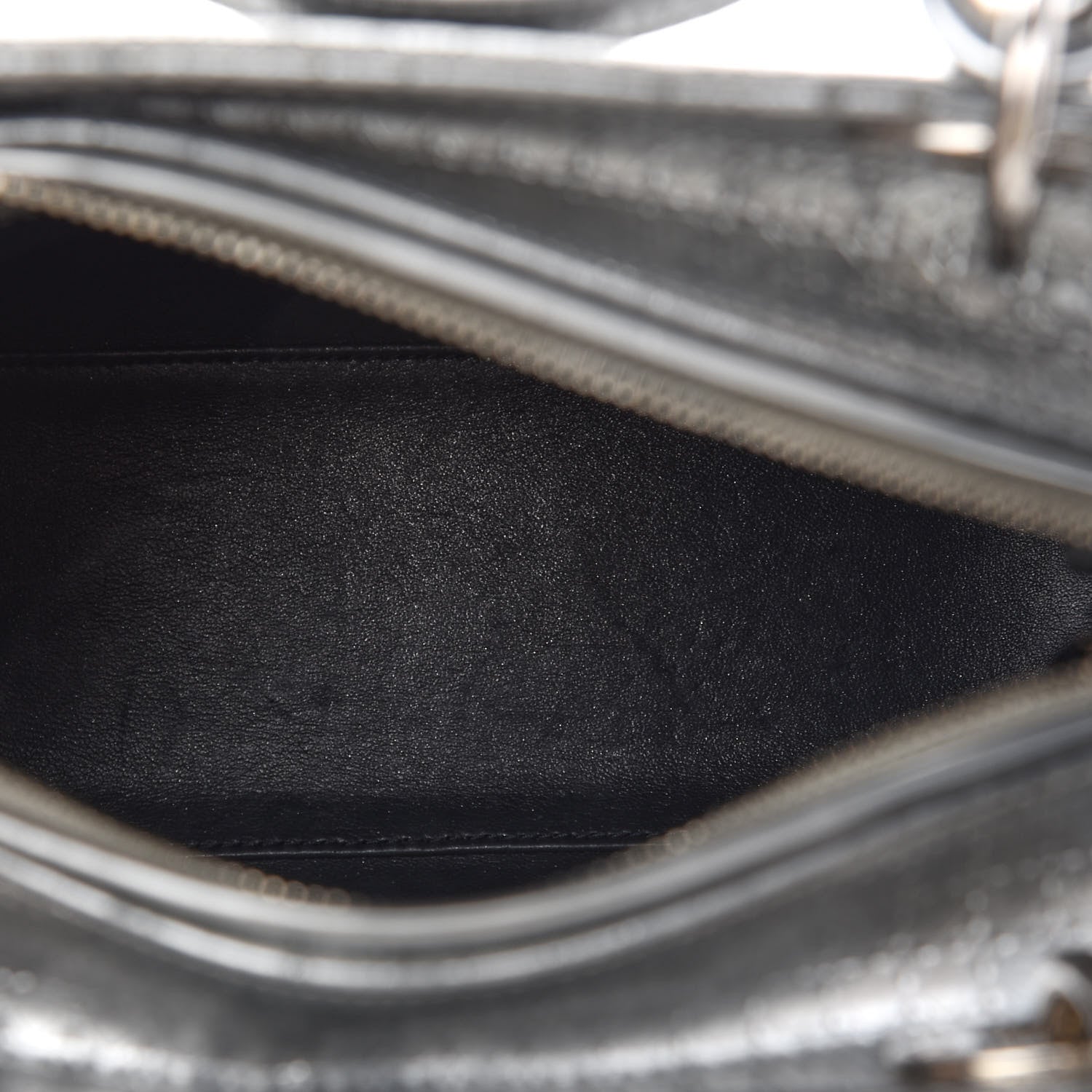 Christian Dior Metallic Patent Micro-Cannage Medium Lady Dior Silver 7 of 8