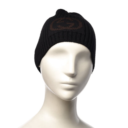 Gucci Wool Interlocking GG Logo Beanie Hat Black 2 of 6