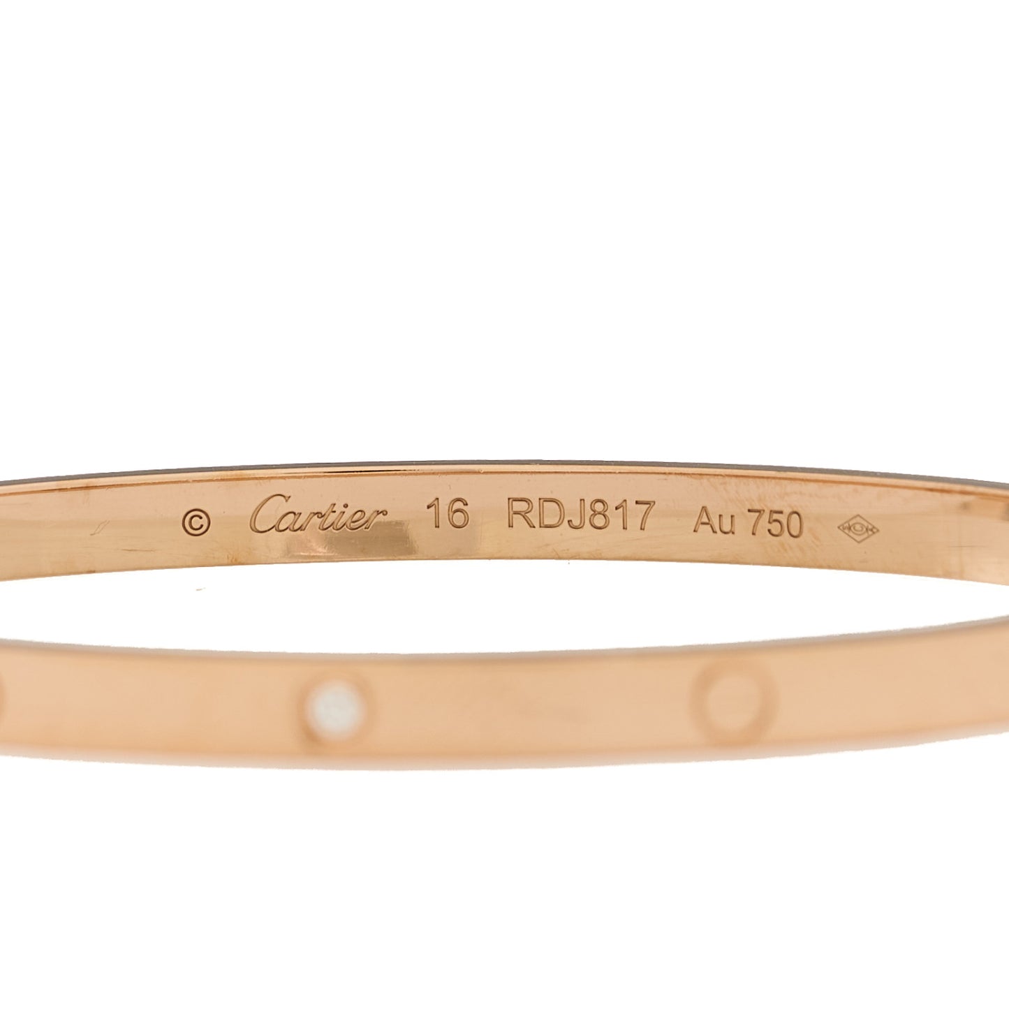 18K Pink Gold 6 Diamond Small LOVE Bracelet 16