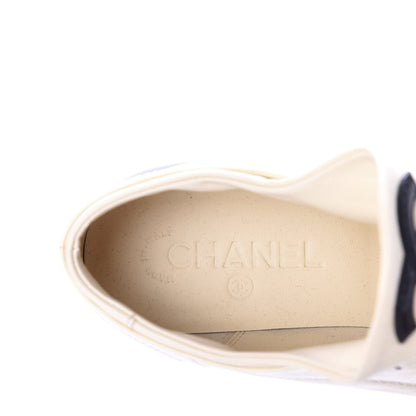 Chanel Lambskin Patent Calfskin CC Sneakers 39 White Black 8 of 9