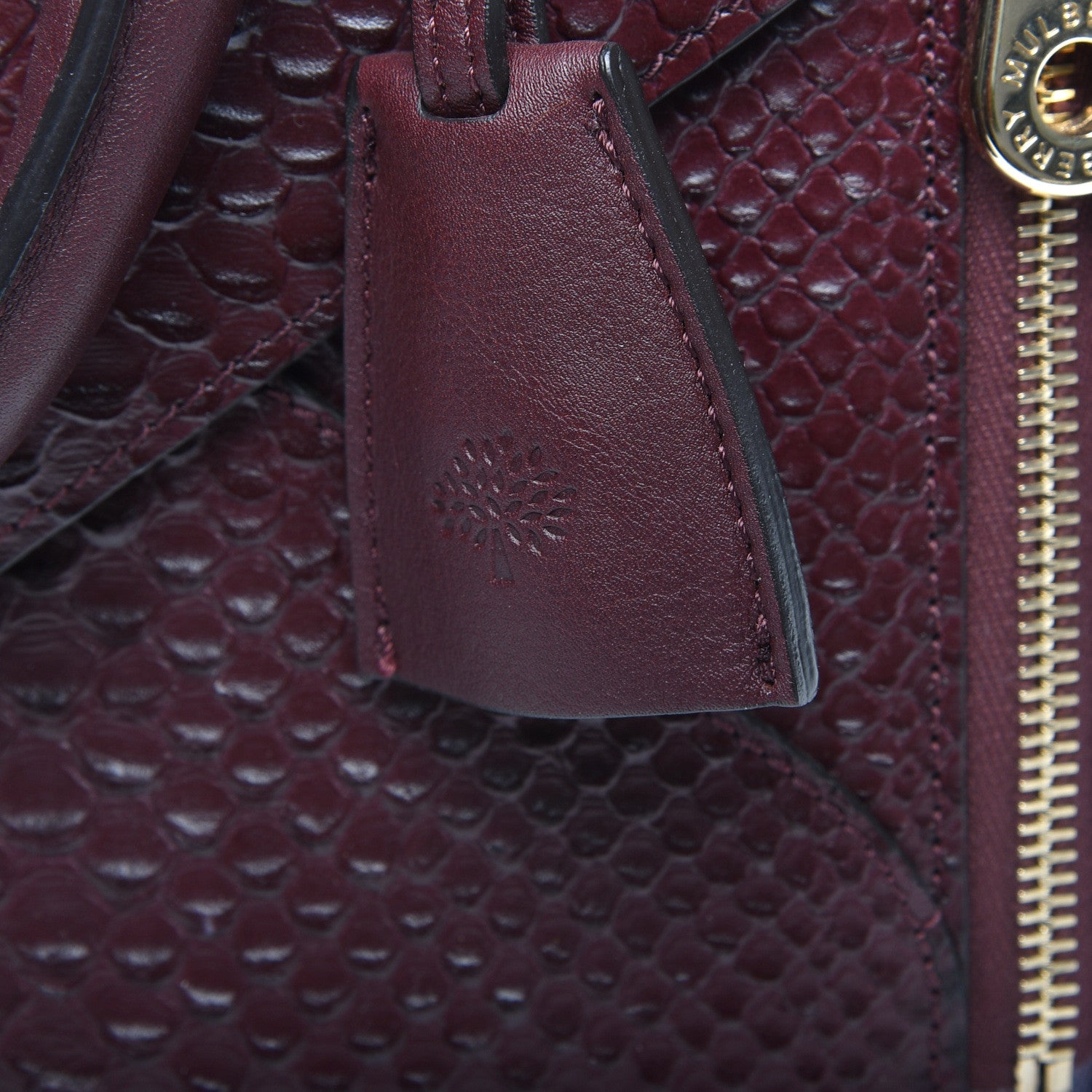 Mulberry Silky Calfskin Snakeskin Small Willow Tote Oxblood 10 of 10