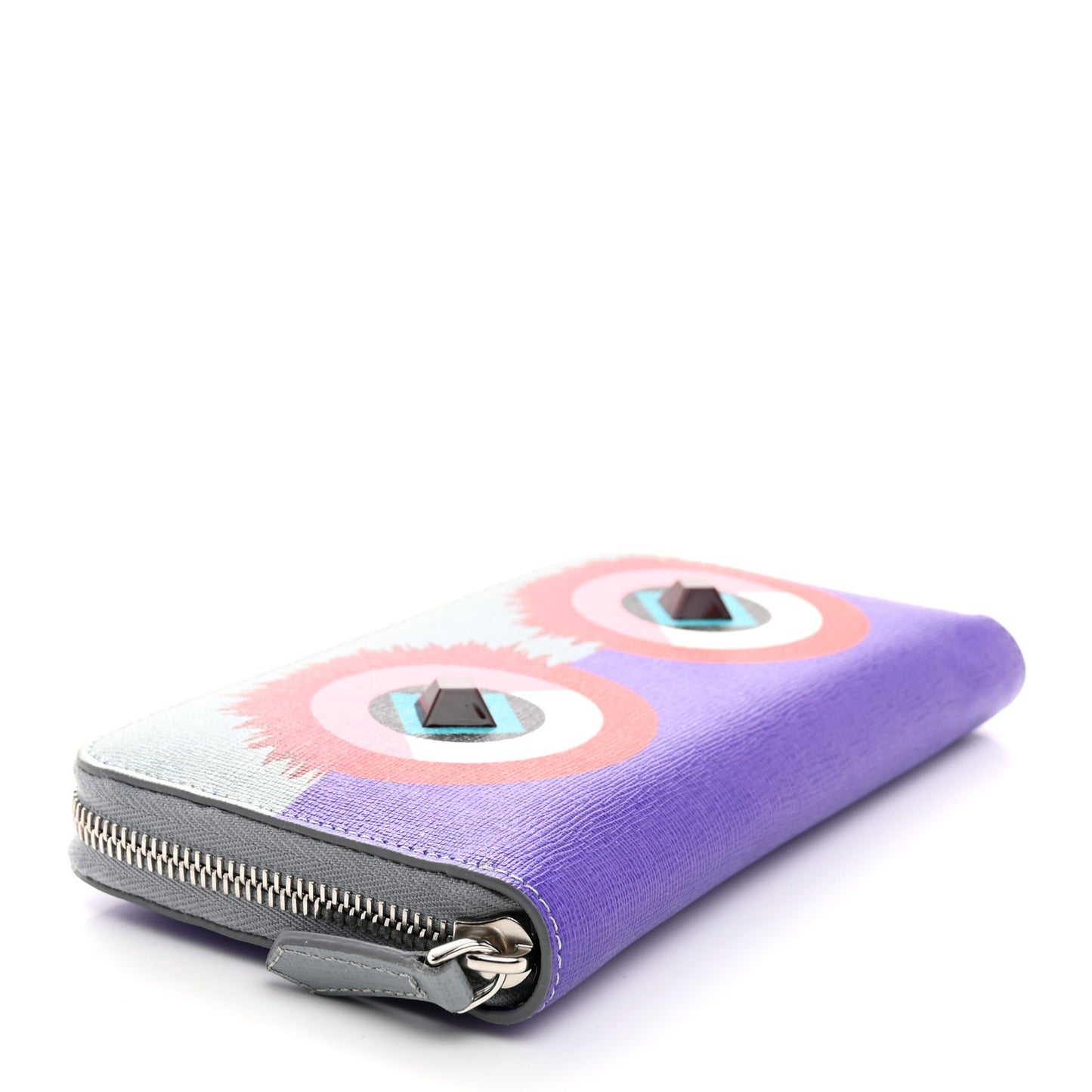 Vitello Elite Studded Hypnoteyes Zip Around Wallet Polvere Multicolor