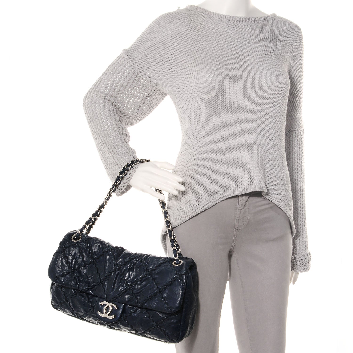 Chanel Calfskin Ultra Stitch Oversize Flap Navy 2 of 7