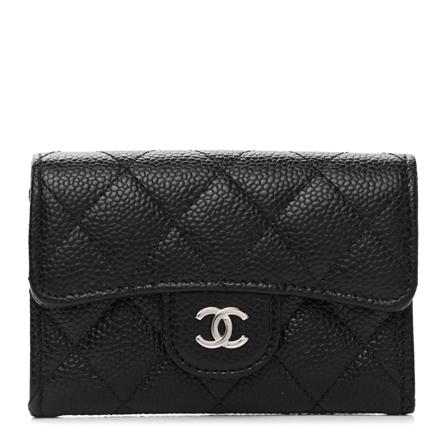 Chanel Caviar Quilted Flap Card Holder Wallet Black 1 of 9