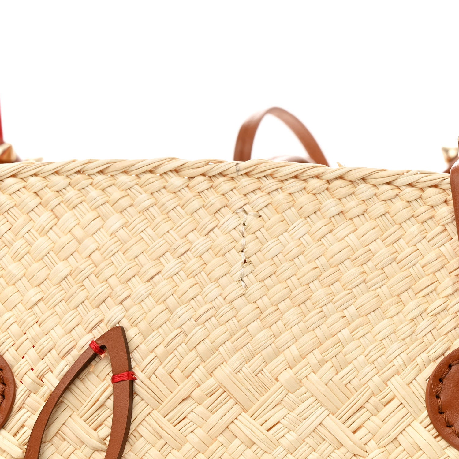 Christian Louboutin Calfskin Raffia Mini Cabata Tote Natural Cuoio 8 of 10