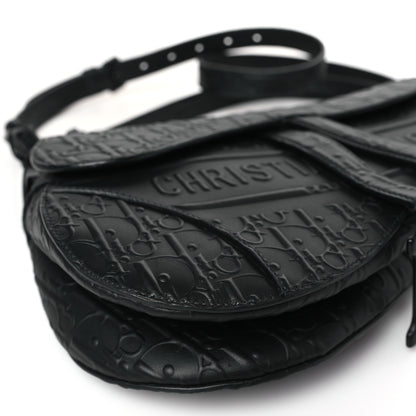 Christian Dior Calfskin Embossed Oblique Saddle Bag With Strap Black 8 of 10