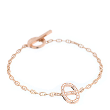 Hermes 18K Rose Gold Diamond Chaine d'Ancre Contour Bracelet 1 of 3