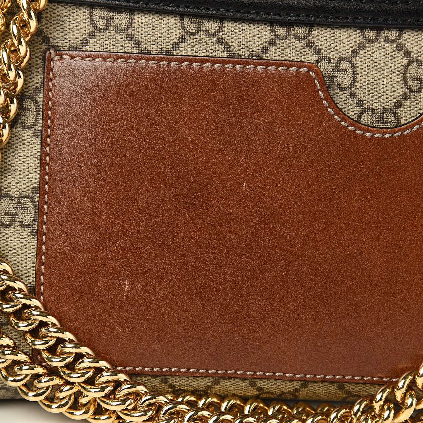 GG Supreme Monogram Calfskin Medium Padlock Shoulder Bag Beige Black Cuir