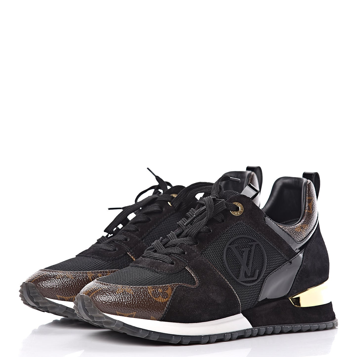 Suede Monogram Run Away Sneakers 38 Black