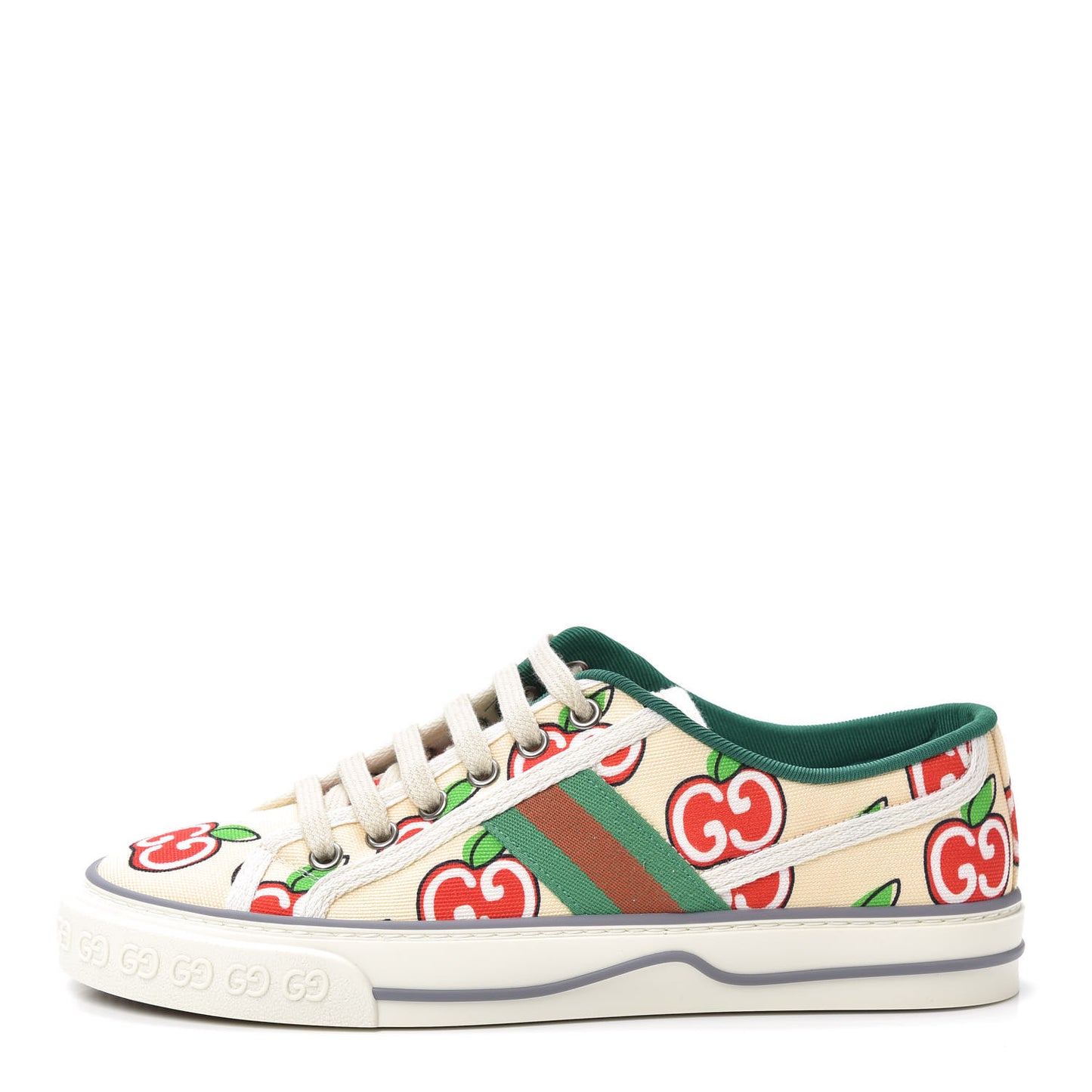 Canvas Web GG Apple Womens 1977 Tennis Sneakers 37 Ivory Red Mystic White New Shamarock