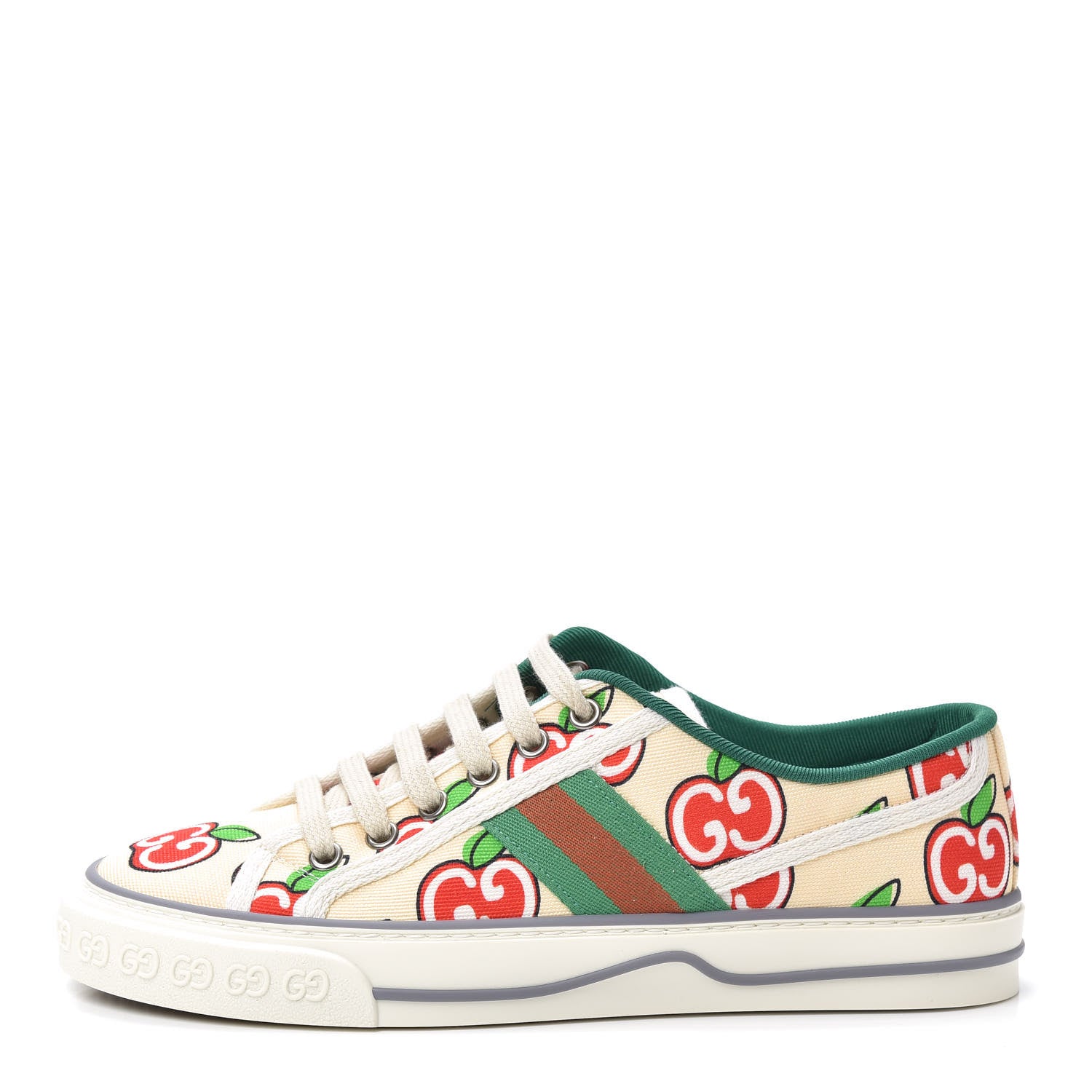 Gucci Canvas Web GG Apple Womens 1977 Tennis Sneakers 37 Ivory Red Mystic White New Shamarock 1 of 7