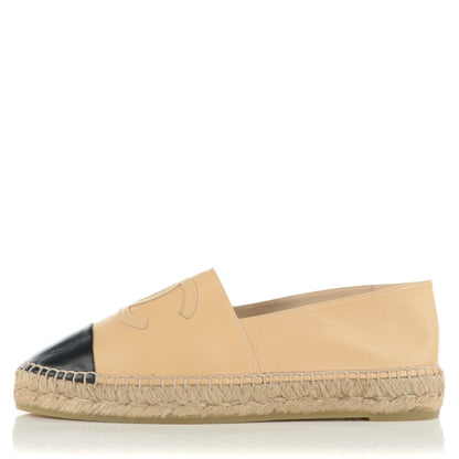 Chanel Lambskin CC Espadrilles 39 Beige Black 1 of 22