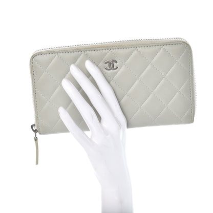 Chanel Lambskin Quilted Large Gusset Zip Around Wallet Light Green 2 of 14