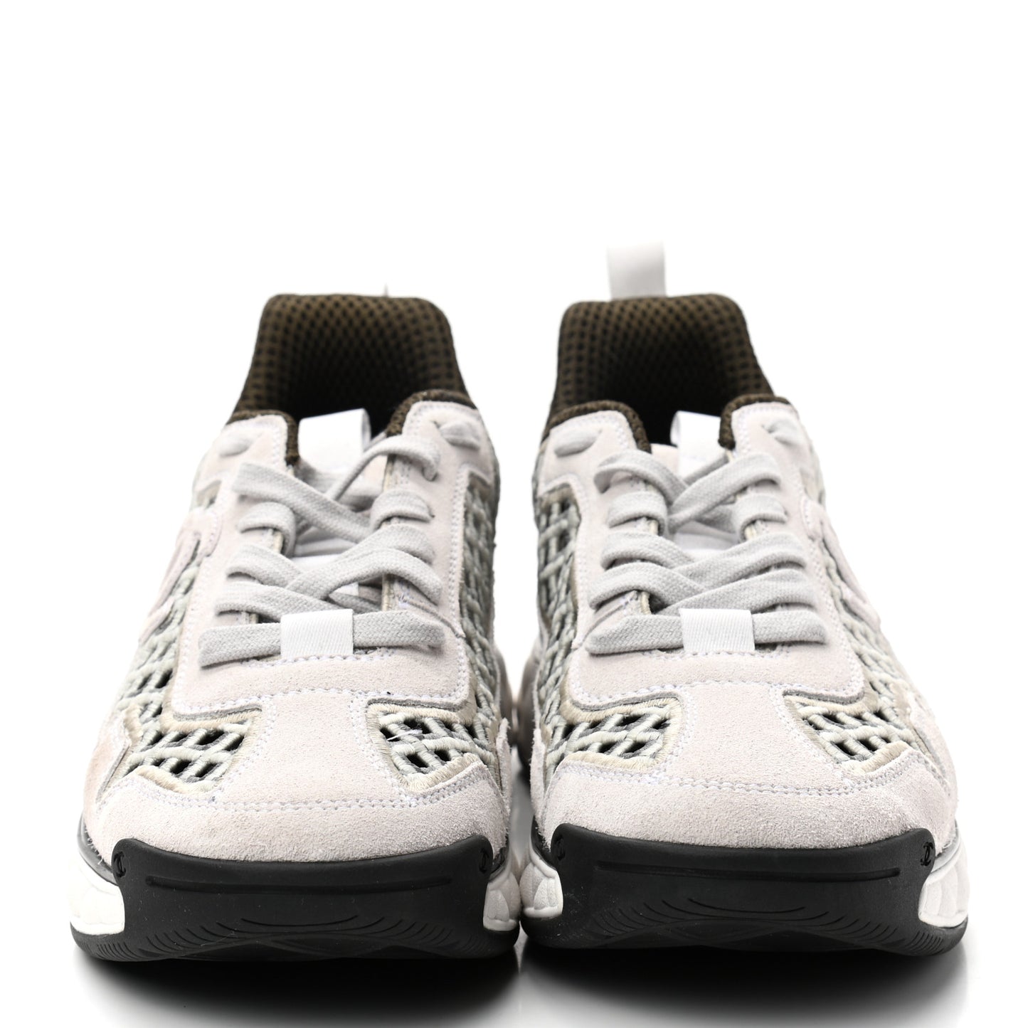 Suede Calfskin Embroidered CC Sneakers 40 Ecru Light Gray