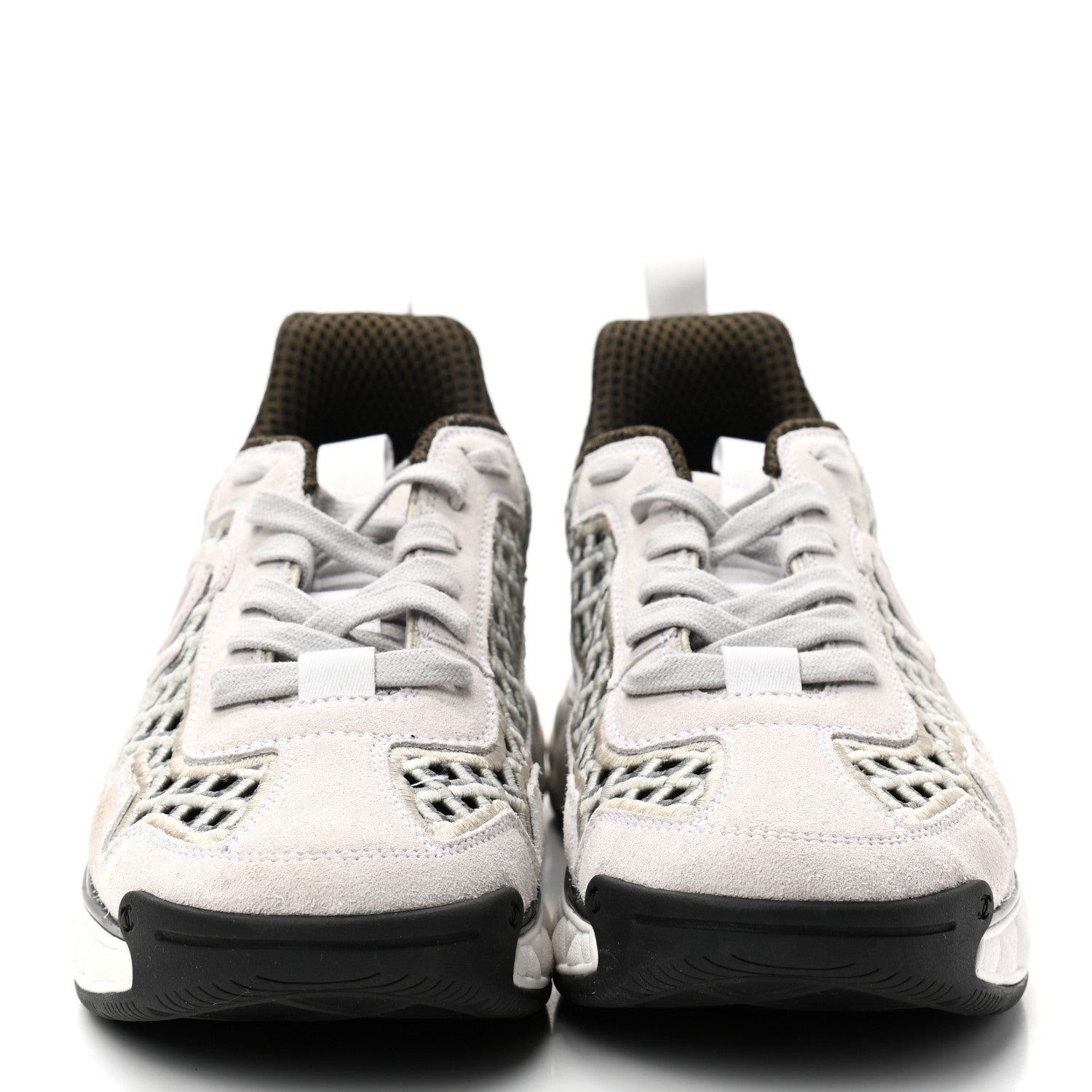 Chanel Suede Calfskin Embroidered CC Sneakers 40 Ecru Light Gray 2 of 7
