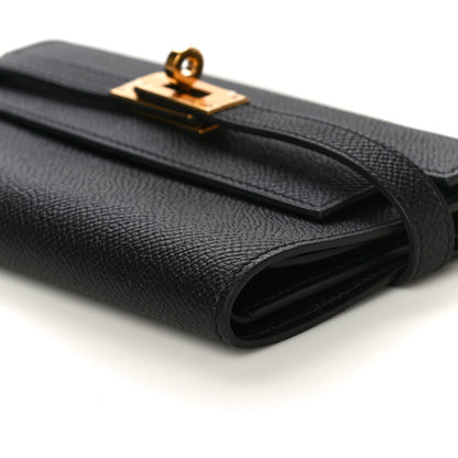 Hermes Epsom Medium Kelly Wallet Black 9 of 10