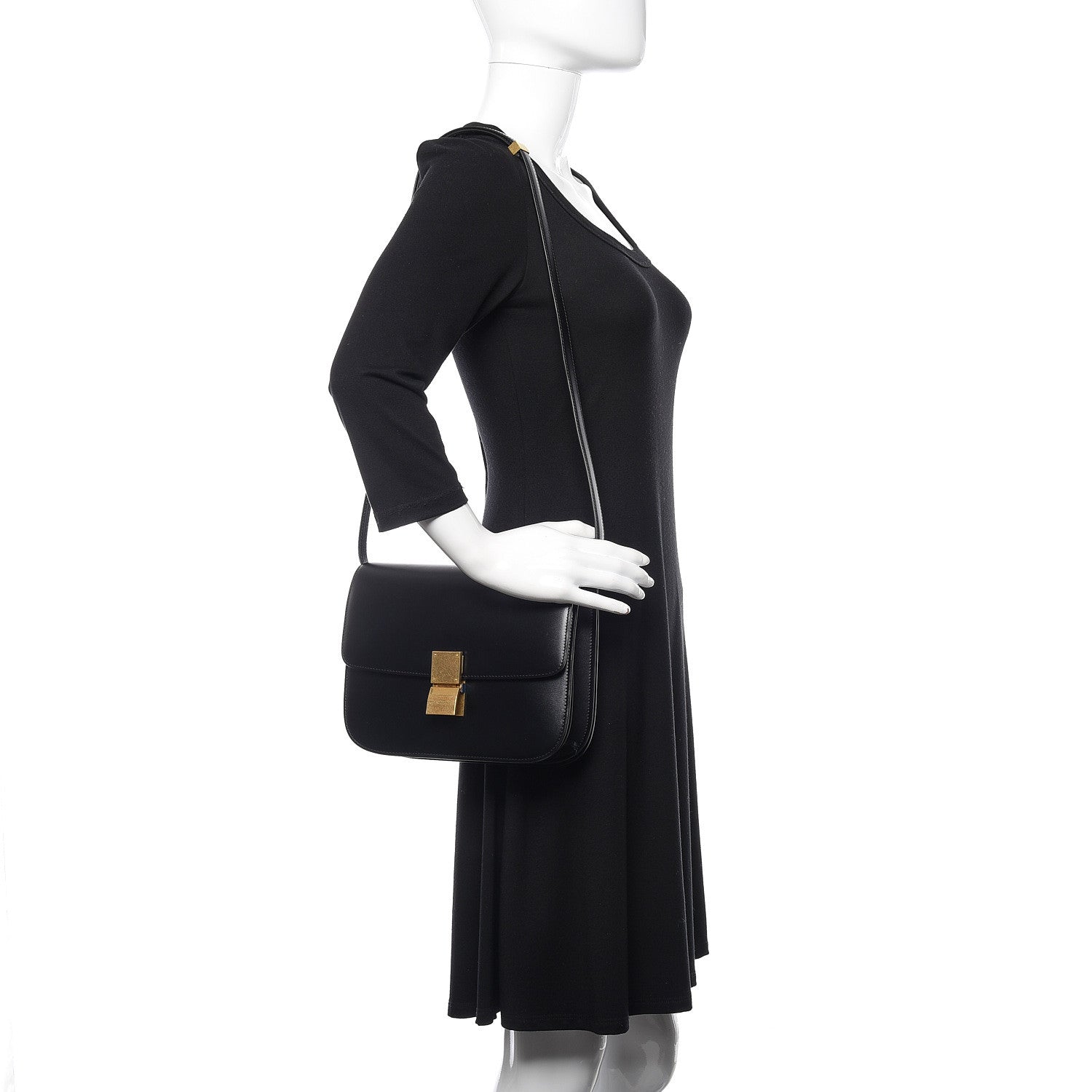 Celine Box Calfskin Medium Classic Box Flap Bag Black 2 of 11