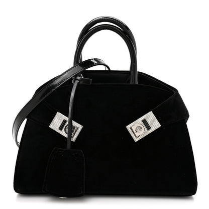 Salvatore Ferragamo Velvet Strass XS Hug Bag Black 1 of 10