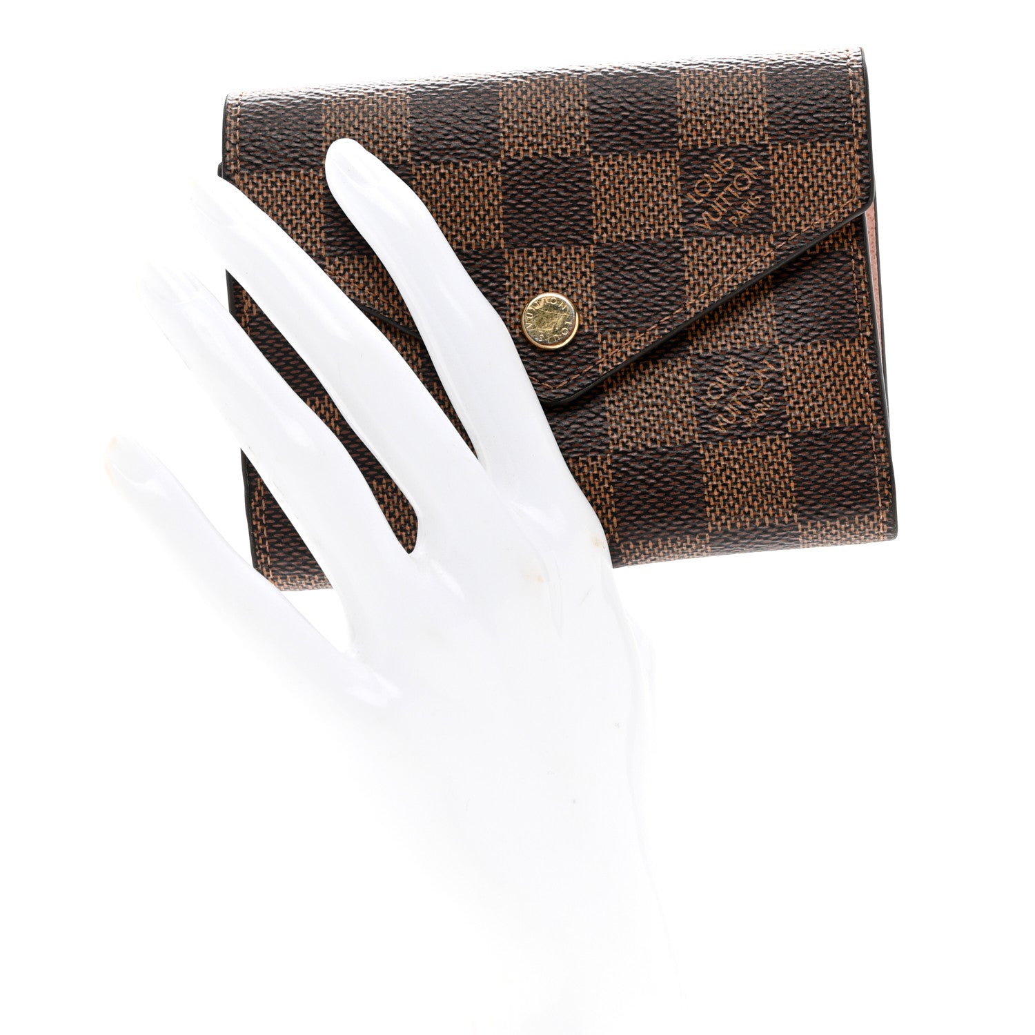 Louis Vuitton Damier Ebene Victorine Wallet Rose Ballerine 2 of 7