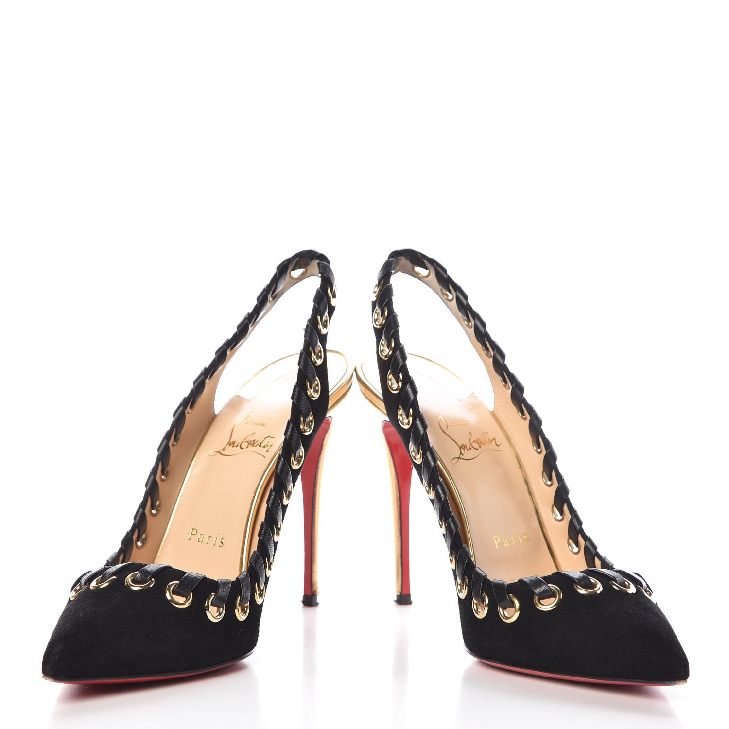 Christian Louboutin Suede Kid Specchio Ostri 100 Slingback Pumps 38.5 Black 5 of 14