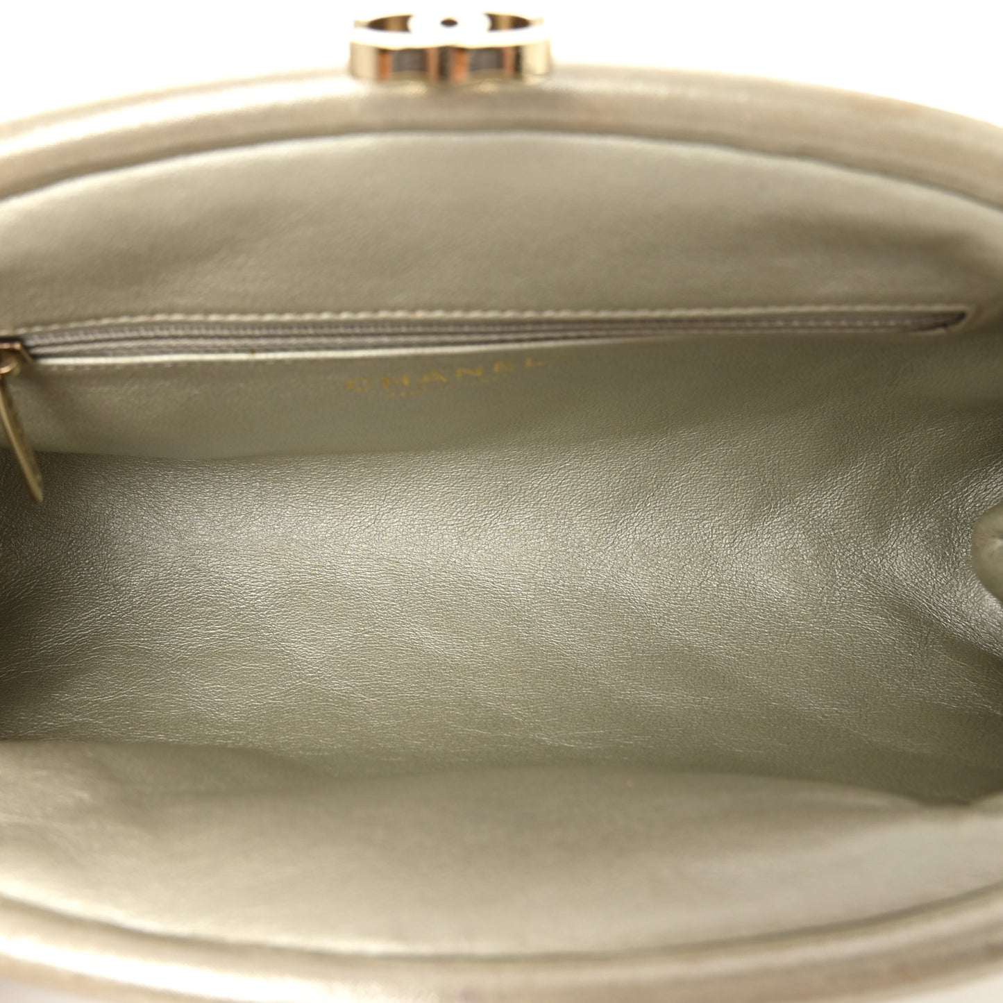 Metallic Calfskin Quilted Timeless Clutch Gold