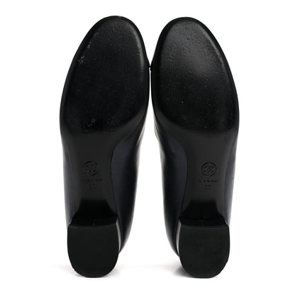 Chanel Lambskin Cap Toe CC Pumps 39 Navy Black 6 of 10