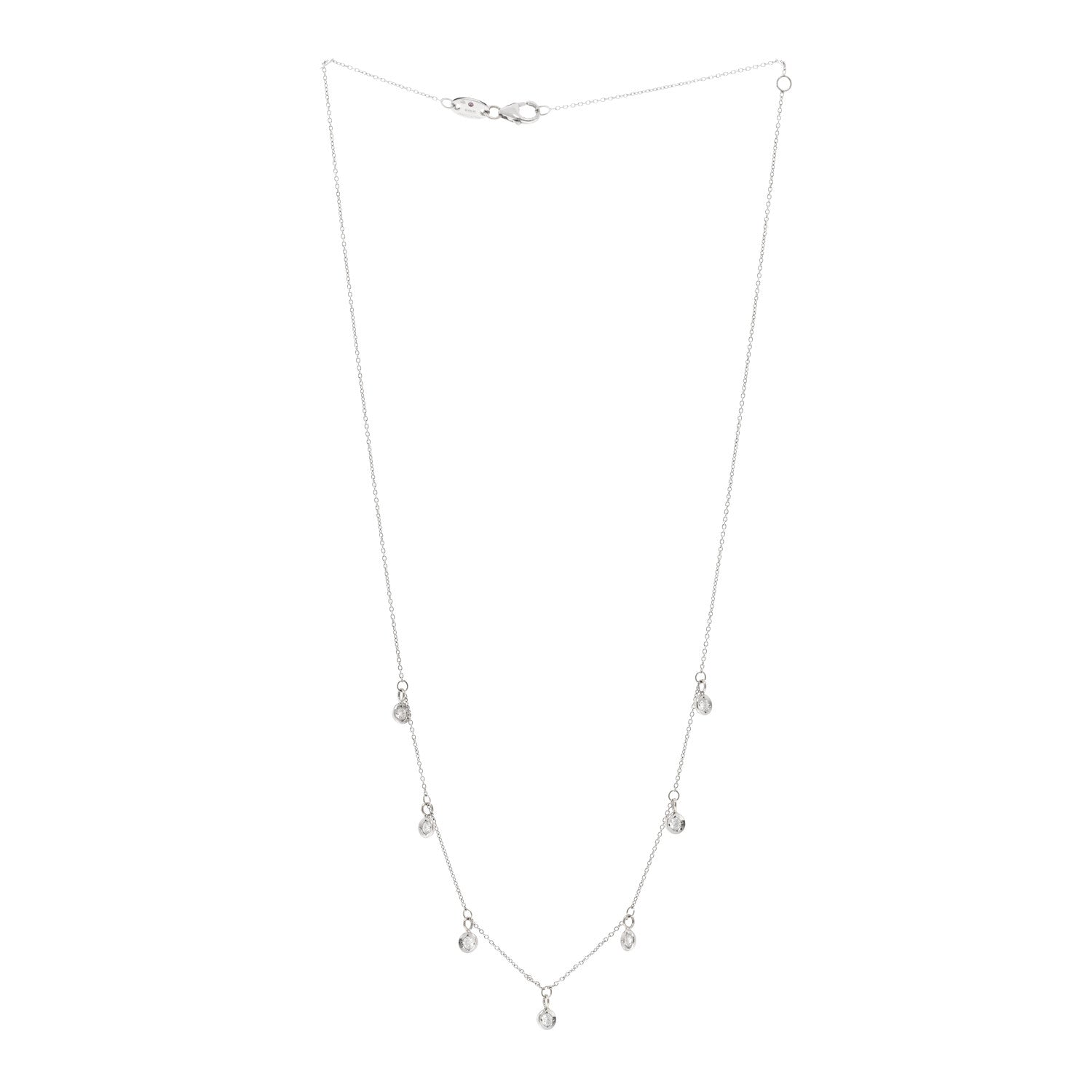 Roberto Coin 18K White Gold Diamond Diamonds By The Inch Dangling Seven Station Necklace 3 of 4