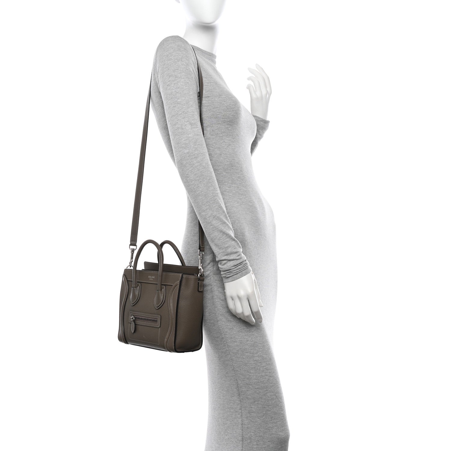 Celine Drummed Calfskin Nano Luggage Souris 2 of 20