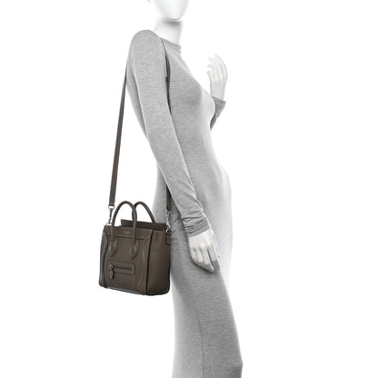 Celine Drummed Calfskin Nano Luggage Souris 2 of 20