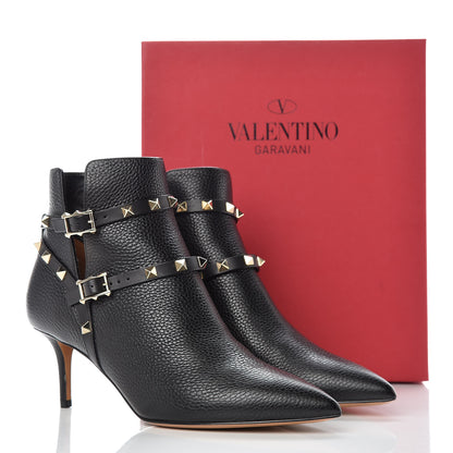 Valentino Garavani Grained Calfskin Rockstud Double Buckle 65mm Ankle Boots 39.5 Black 8 of 8