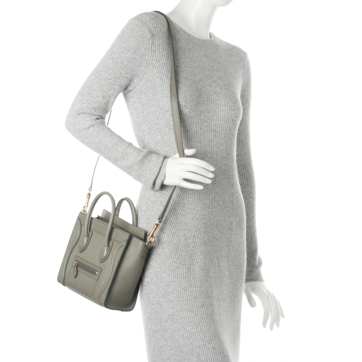 Celine Smooth Calfskin Nano Luggage Taupe 2 of 6