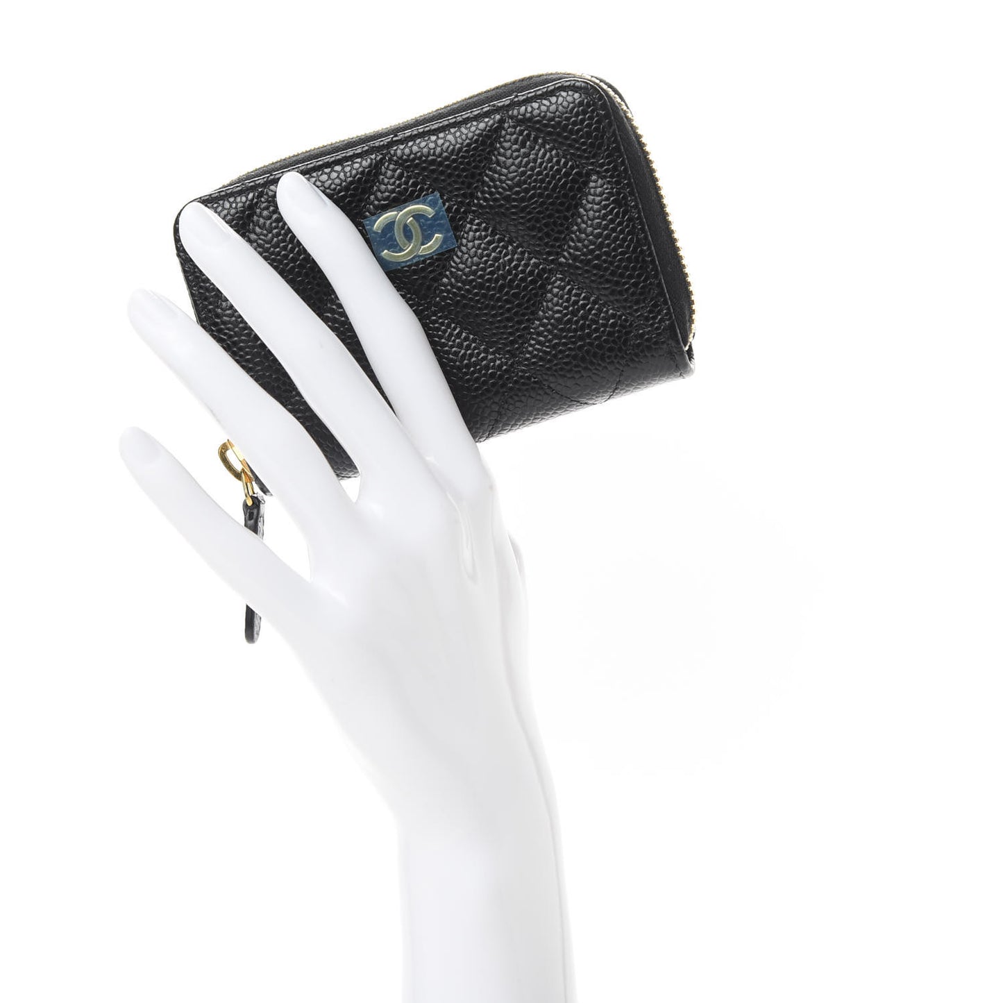 Caviar Quilted Zip Coin Purse Black