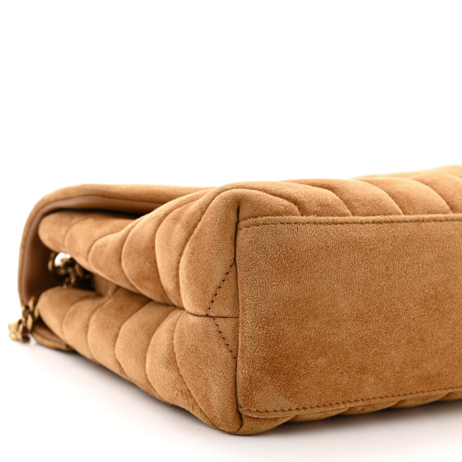 Saint Laurent Suede Calfskin Y Quilted Monogram Small Loulou Chain Satchel Cinnamon 9 of 12
