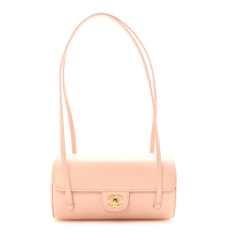Shiny Caviar Preppy Coco Small Bowling Bag Light Pink