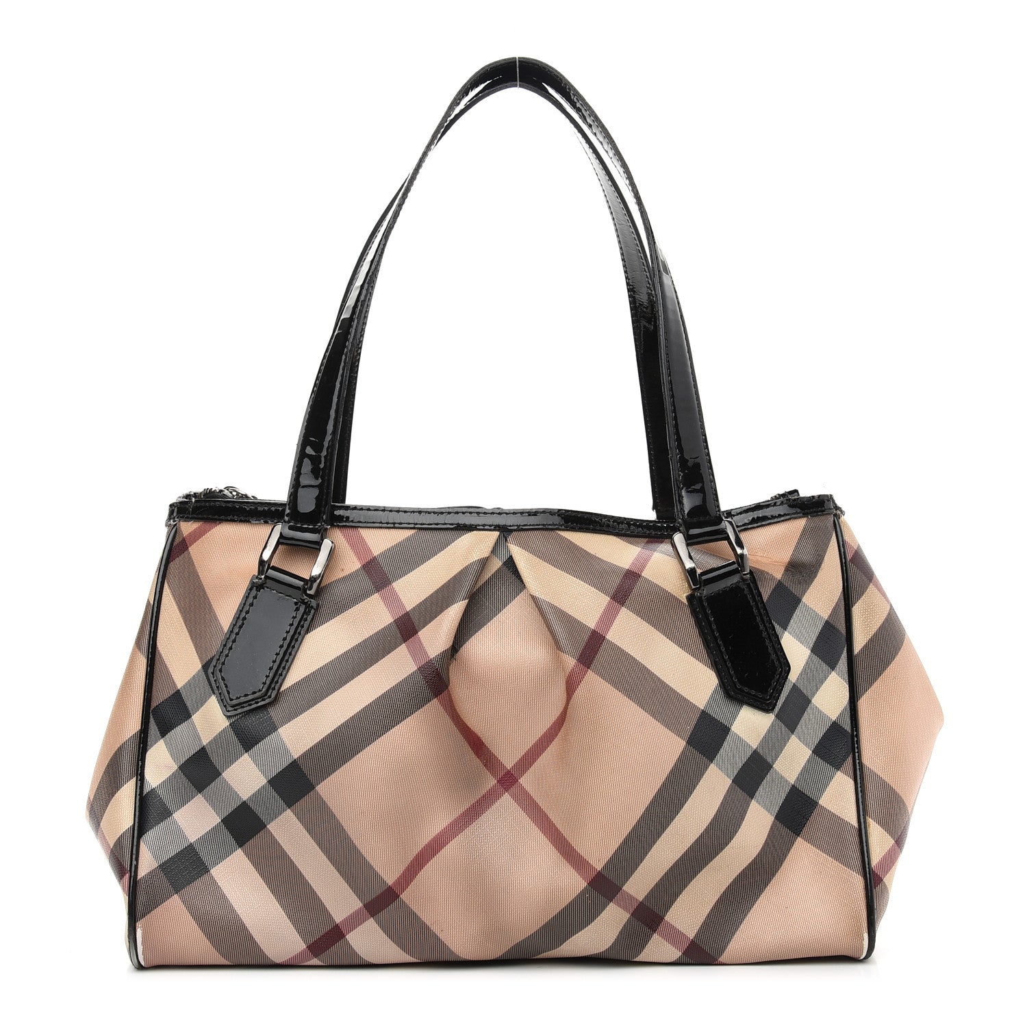 Burberry Patent Trim Supernova Check Medium Melbury Tote Black 1 of 14